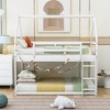 KTMBDW Low Bunk Bed Twin Over Twin, House Bunk Bed Frame with Ladder and Guardrail, House Shaped for Dormitory and Bedroom, Space Saving, White - 2 of 4