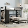 KWPZQEB Bunk Bed with Trundle, Metal Bunk Bed with Built-in Wardrob & Desk, Ladder & Guardrails, Easy Assembly, No Box Spring Needed, Black - 3 of 4