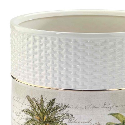 White and Gold Boho-Chic Circular Plastic Rubbish Bin