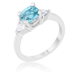 Slickblue Sleek 1.8ct CZ Classic Statement Ring, Cushion Cut Center & Trillion Accents, Multiple Color Option, Sizes 5-10 - 1 of 4