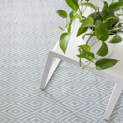 Diamond Light Blue/Ivory Handwoven Indoor/Outdoor Runner Rug