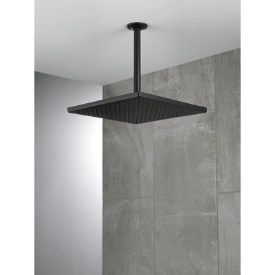 Matte Black Square Metal Ceiling Mount Rain Shower Head