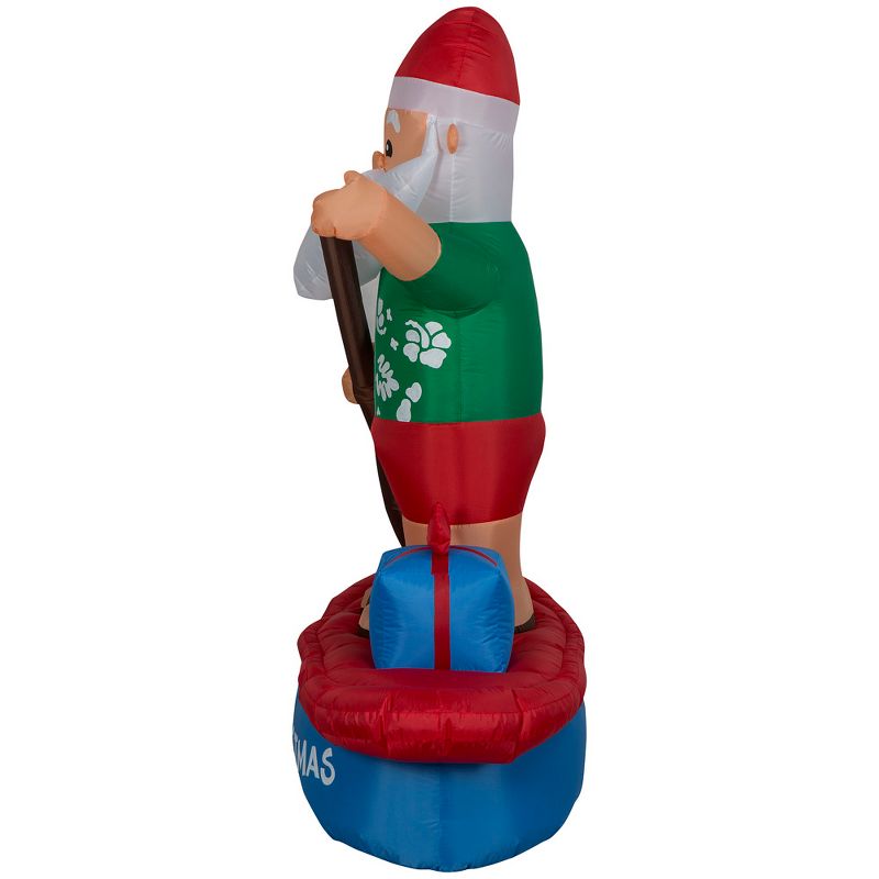 Gemmy Christmas Airblown Inflatable Santa on Paddle Board Scene w/LED, 6 ft Tall, Multi, 4 of 6