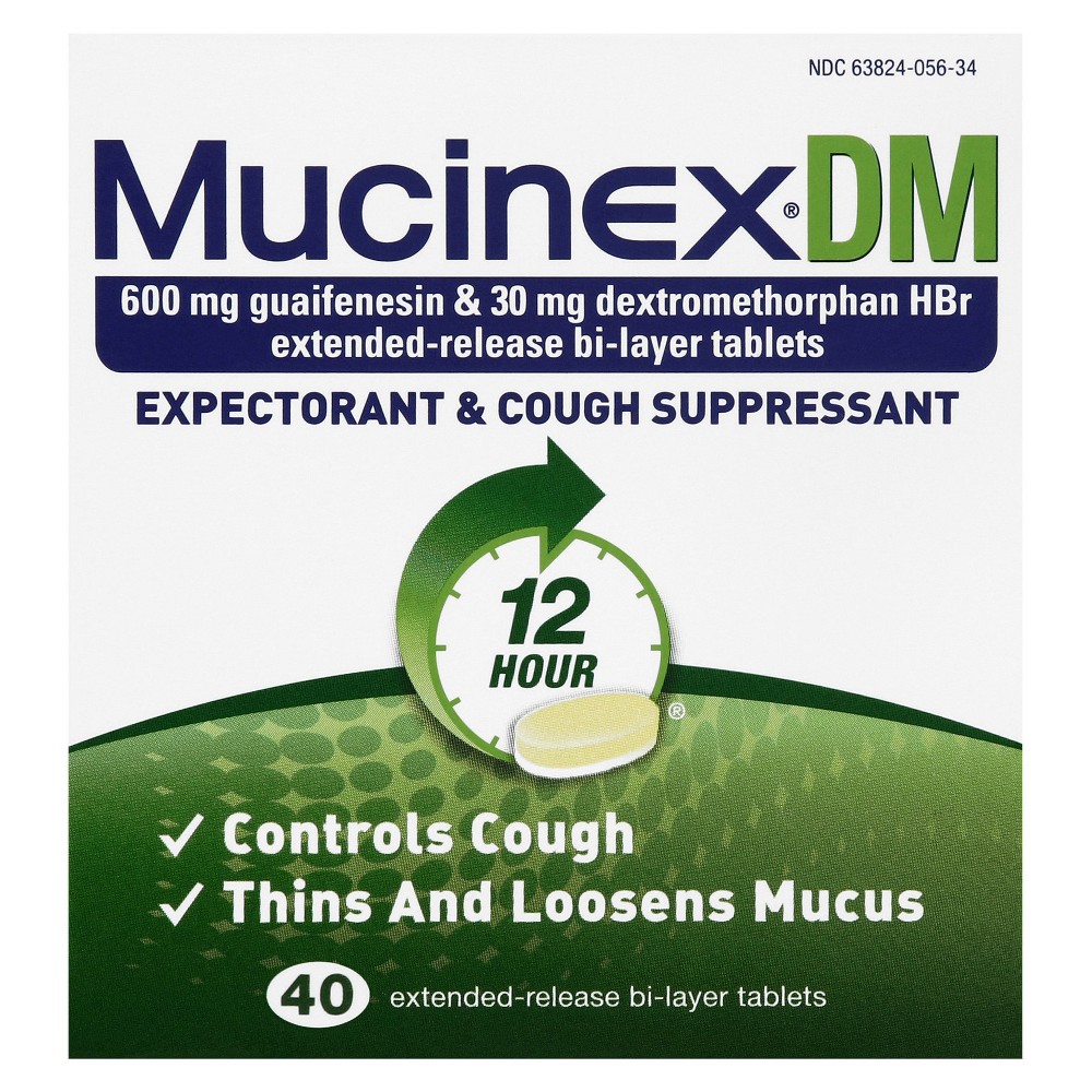 Mucinex 12 Hour Expectrant & Cough Suppressant 600mg Tablets - 40 Count