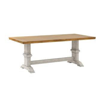 Delaney Two Toned Rectangular Solid Wood Top Dining Table - Inspire Q