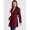 INSPIRE CHIC Women's Classic Stand Collar Long Sleeve Winter Belted Long Coat - 3 of 4