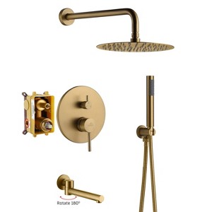CASAINC 1-Spray Patterns Round 10 Inches Wall Mount Dual Shower Heads with Handheld and Tub Faucet - 1 of 4