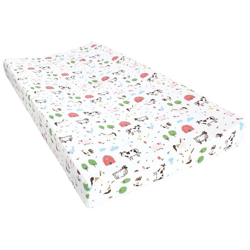 Hudson Baby Infant Girl Cotton Changing Pad Cover, Girl Farm Animals, One Size, 3 of 5