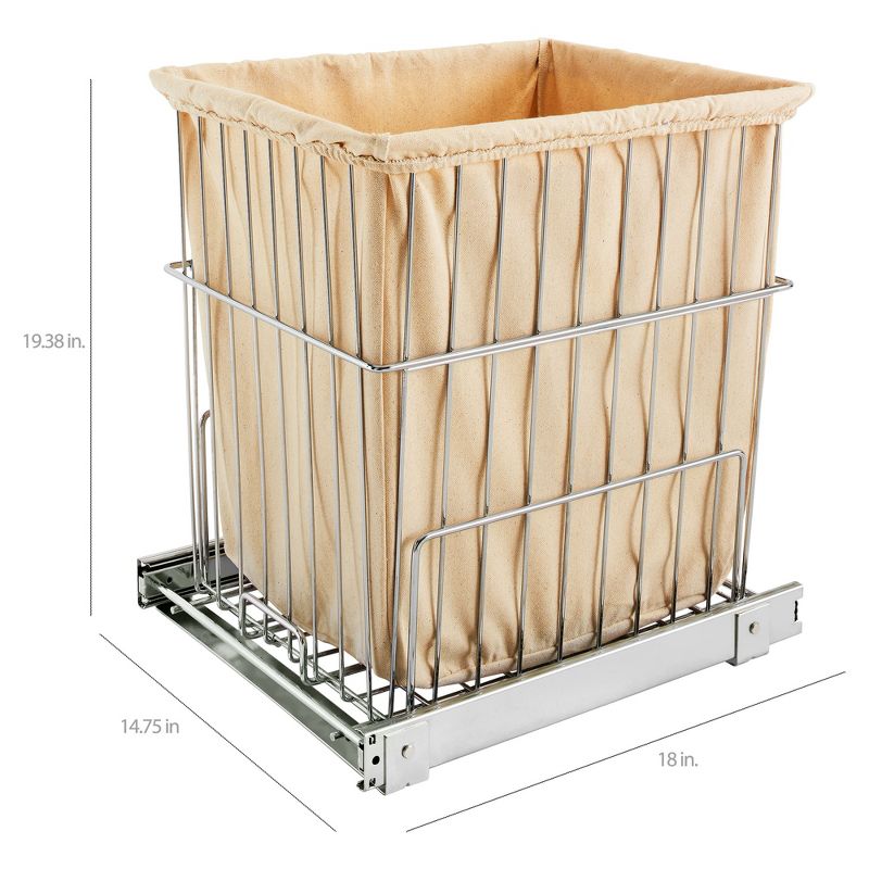 Rev-A-Shelf HPRV-15020 S Large 20-Inch Deep Cabinet Floor Steel Mounted Pullout Polymer Plastic Clothes Laundry Hamper w/ Full Extension Slides, 4 of 7