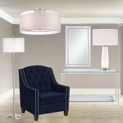 Polished Nickel Double Drum Ceiling Light with Acrylic Diffuser