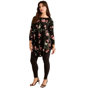 Roaman's Plus Size Boatneck Swing Ultra Drape Tunic Top - 1 of 3