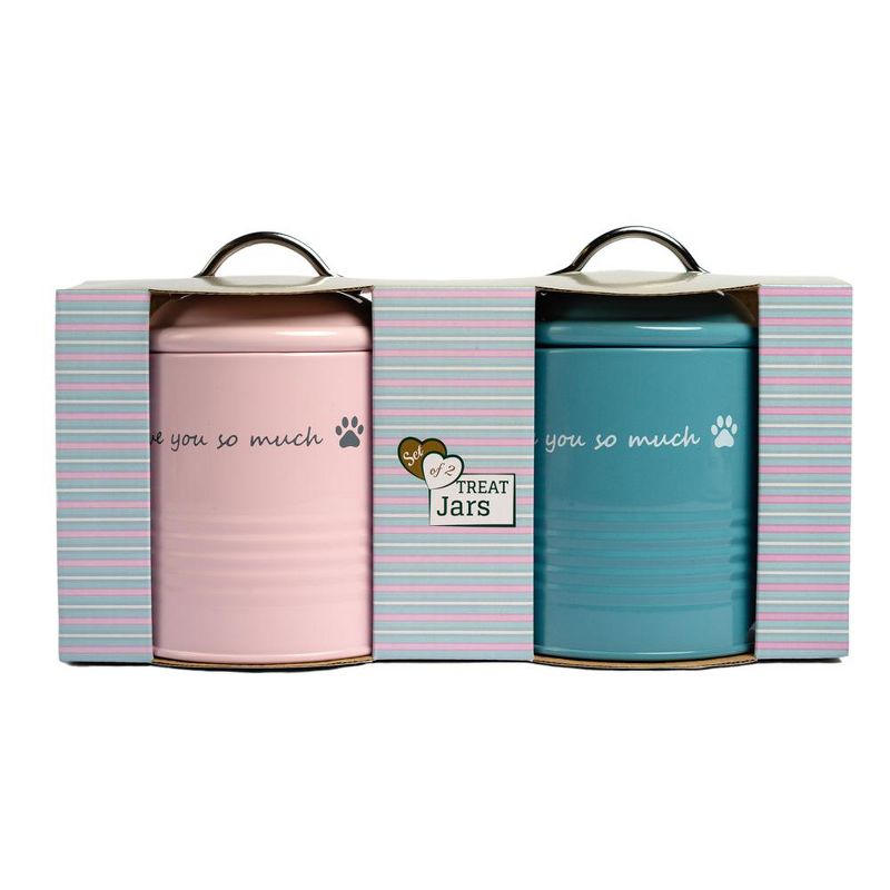 American Pet Supplies I Love You So Much Dog Treat Canister Gift Set (Pink and Blue), 2 of 6