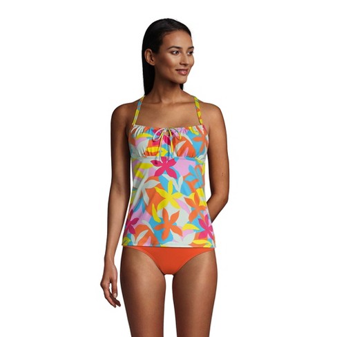 Lands' End Women's Chlorine Resistant Tie Front Underwire Tankini Top  Swimsuit Adjustable Straps - 18 - Turquoise Multi Graphic Floral : Target
