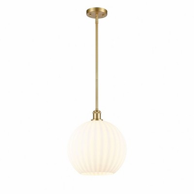 White Venetian - 1 Light Stem Hung Pendant In Modern Style-13.5 Inches Tall and 12 Inches Wide