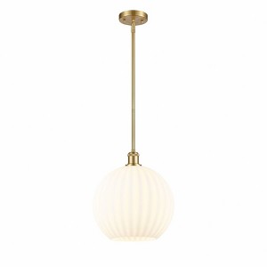 White Venetian - 1 Light Stem Hung Pendant In Modern Style-13.5 Inches Tall and 12 Inches Wide - 1 of 1