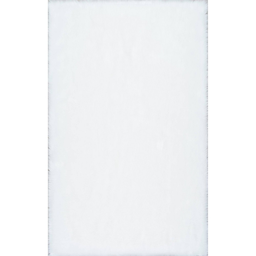 7'6inx9'6in Rodolfo Faux Sheepskin Shag Area Rug White - nuLOOM