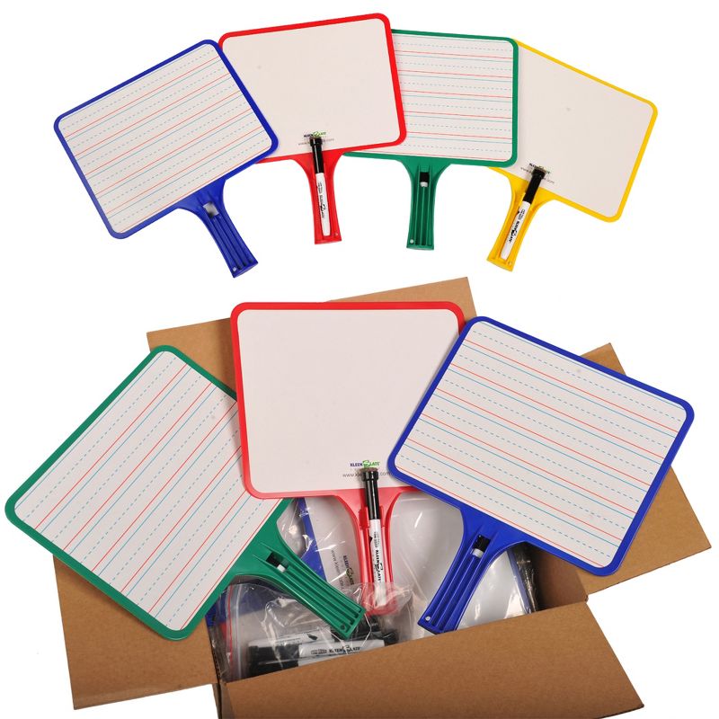 KleenSlate® Rectangular Dry Erase Whiteboards with Markers, Blank/Lined Double-Sided, Assorted, Pack of 24, 2 of 5