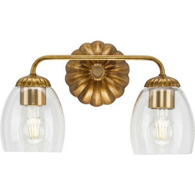 Progress Lighting Quillan 2-Light Vanity Light, Gold Ombre, Clear Glass Shades: Elegant, versatile, and artisanal, perfect for modern and transitional