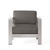 GDFStudio Cape Coral Outdoor Aluminum Club Chairs with Cushions (Set of 4), Khaki/Silver - 4 of 4