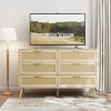 KWPZQEB 6 Drawer Double Dresser for Bedroom, Rattan Chest of Dressers, Modern Wooden Dresser Chest with Handles for Living Room, Entryway, Natural - 2 of 4