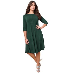 Roaman's Women's Plus Size Ultrasmooth Fabric Boatneck Swing Dress - 1 of 4