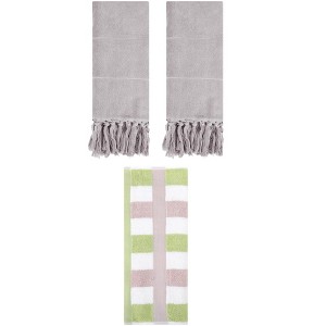 REGALWOVEN 3 Packs Cotton Absorbent Soft Decorative Bathroom Hand Towel Set - 1 of 4