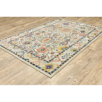 Xanadu Beige and Blue Synthetic Area Rug