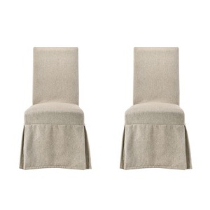 Simple Relax Set of 2 Upholstered Side Chairs with Skirted Design in Tan - 1 of 3