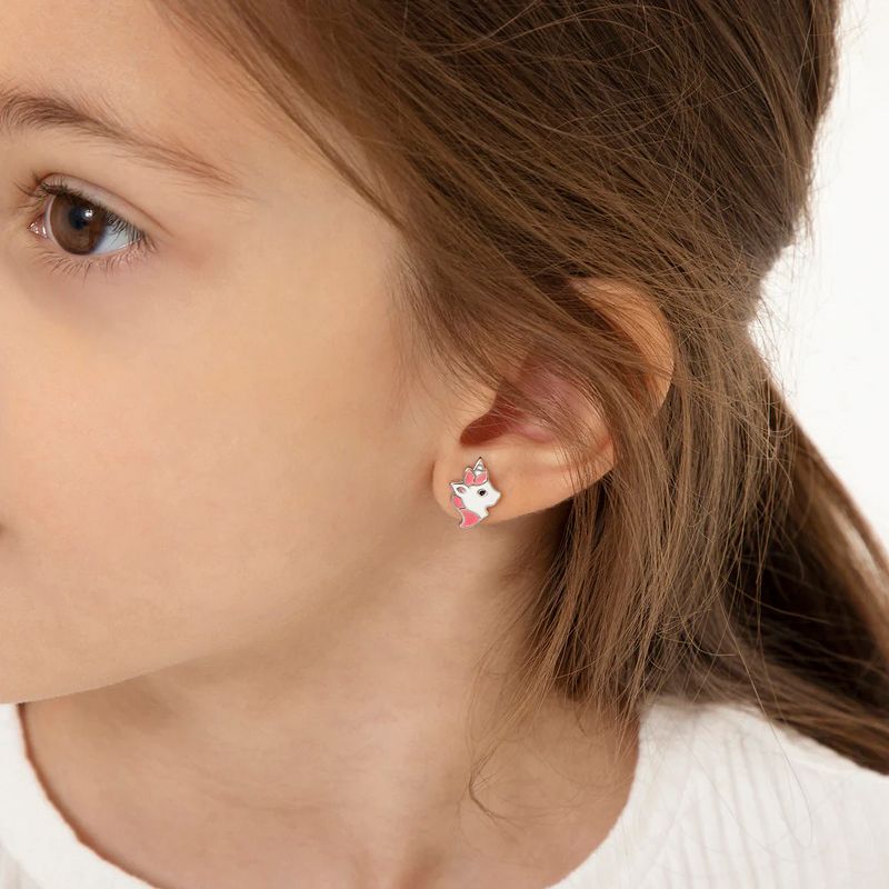 Girl's Happy Unicorn Screw Back Sterling Silver Earrings - In Season Jewelry, 4 of 9