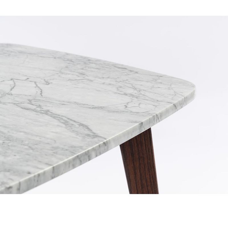 The Bianco Collection Gavia 19.5" Square Italian Carrara White Marble Side Table, 3 of 10