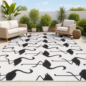 JONATHAN Y Liana Casual Coastal Flamingos Two-Tone Indoor/Outdoor Area Rug - 1 of 4