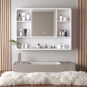 Mshliw 35" x 28" Aluminium Medicine Cabinet Mirror, Defogger, Cosmetic Storage & Hair Dryer Holder - 1 of 4