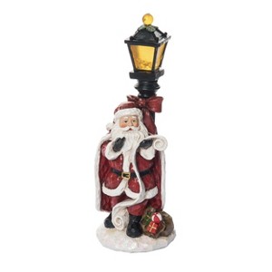 Transpac Resin 12.5 in. Multicolor Christmas Santa with Lamp Post Figurine - 1 of 4