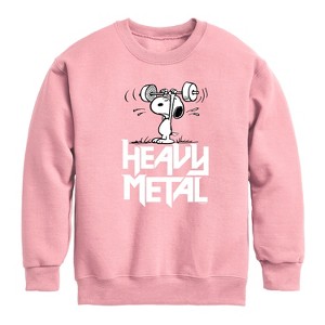 Boys' - Peanuts - Heavy Metal Snoopy Graphic Long Sleeve Fleece Sweatshirt - 1 of 4