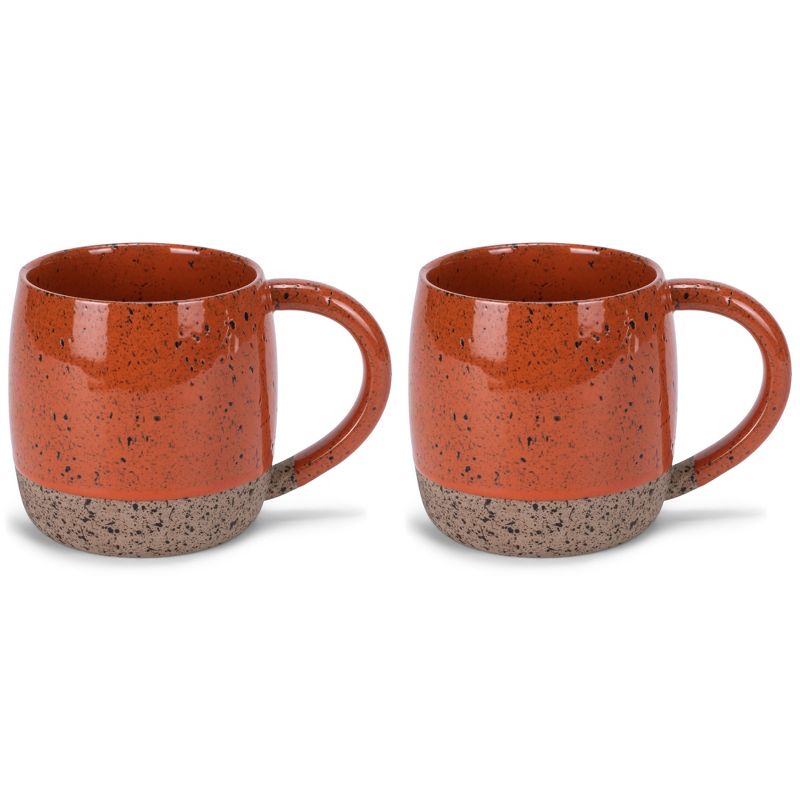 Elanze Designs Speckled Raw Bottom 17 ounce Ceramic Mugs Pack of 2, Burnt Orange, 1 of 6