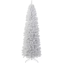 Best Choice Products 6ft White Artificial Holiday Christmas Pencil Tree w/ 608 Tips, Metal Base