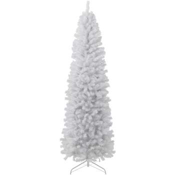 Best Choice Products White Artificial Holiday Christmas Pencil Tree w/ Metal Base
