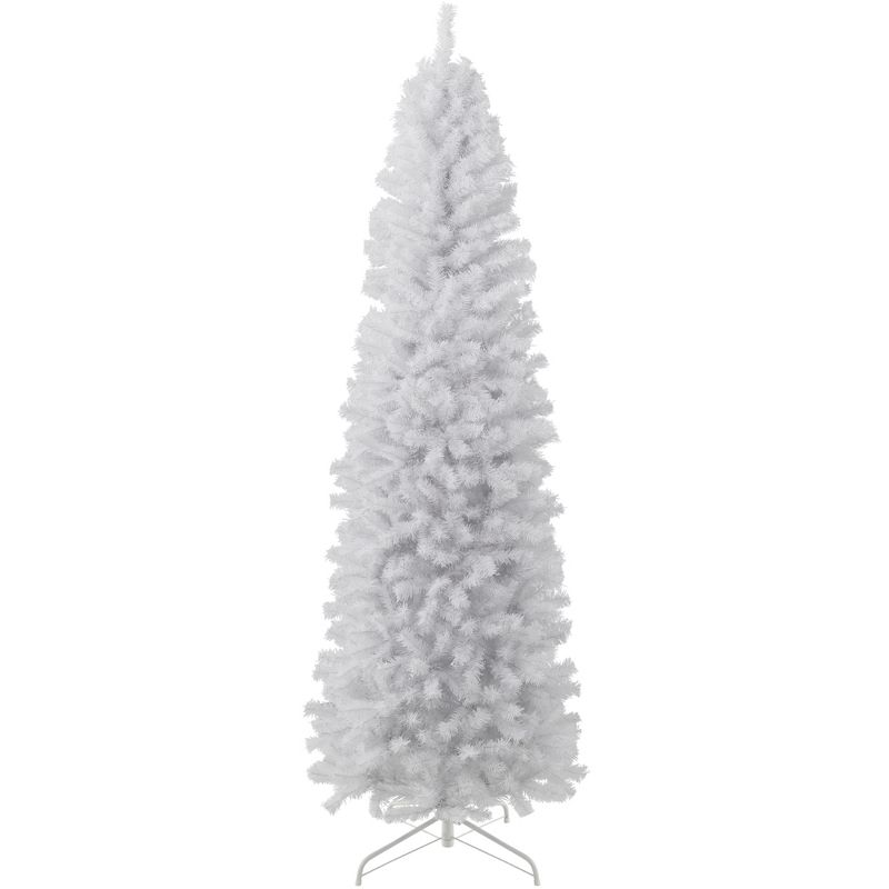 Best Choice Products White Artificial Holiday Christmas Pencil Tree w/ Metal Base, 1 of 8
