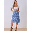 Allegra K Women's Chiffon Summer Vintage Floral Print A-Line Midi Skirts - 3 of 4
