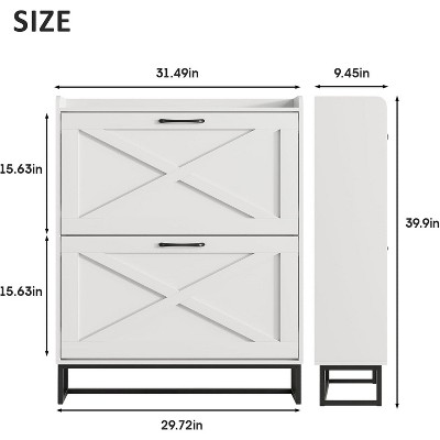 Shoe Cabinet, Shoe Cabinet Freestanding Tipping Bucket Shoe Rack Organizer with 2 Flip Drawers, Modern Entryway Narrow Shoe Rack for Entryway,Hallway