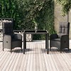 vidaXL 3-Piece Black Poly Rattan Patio Dining Set with Reclining Garden Chairs and Tempered Glass Table with Cushions for Outdoor/Garden/Patio - 2 of 4