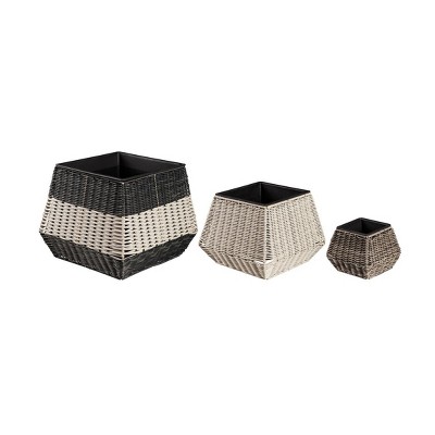Evergreen Short Resin Wicker Planter Set of 3