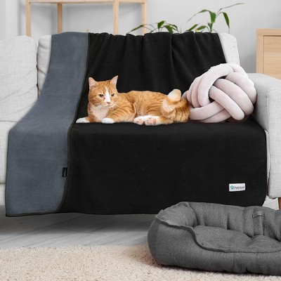 PetAmi Waterproof Dog Blanket, Pet Cat Puppy Couch Cover Protection, Fleece Washable Reversible Soft Plush Throw (Black/Gray, Medium (29x40))