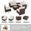 GustoWave 8-Piece Outdoor Patio Furniture Set with Coffee Table and Storage Stool with Cushions for Backyard, Garden, Poolside, Gray - 3 of 4