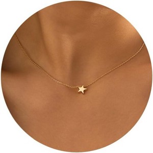 Dainty Bar & Disc Necklace for Women, Gold or Silver Elegant Fashion Jewelry - 1 of 4