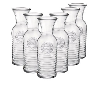 Bormioli Rocco Officina1825 33.75 oz Carafe (Set of 6) - Glass Bottles with Vintage Rings and Embossed Logo - Italian Made Drink Pitchers - 1 of 4