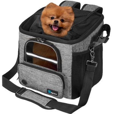 Large Gray Soft-Sided Pet Bike Carrier with Safety Straps