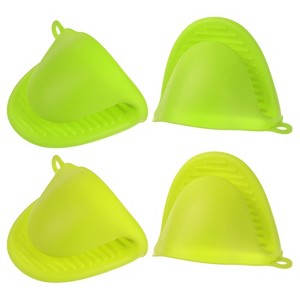 Unique Bargains Heat Resistant Kitchen Utensil Sets Silicone Oven Mitts 4 Pcs - 1 of 4