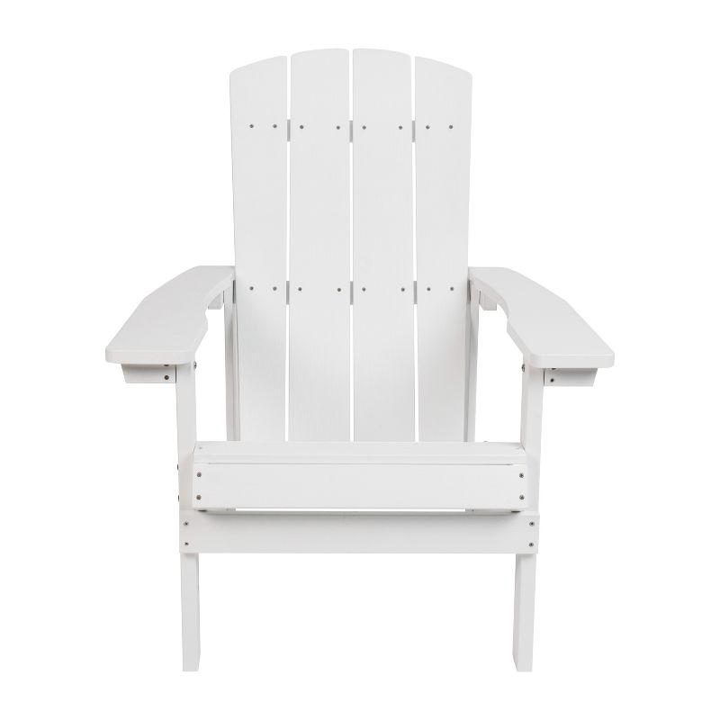 Merrick Lane Set of 4 All-Weather Poly Resin Wood Adirondack Chairs in White, 5 of 16