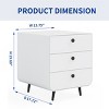 Modern Steel Nightstand with 3 Drawers and Adjustable Legs, Rounded Corner Bedside Table for Small Bedroom Spaces-3irtyhousy - 4 of 4